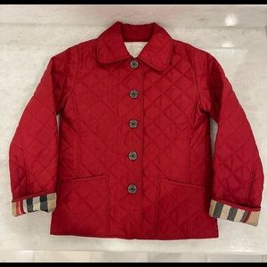 Burberry girls size 7Y redplaid barn jacket